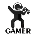 Detail of gamer silhouette wall sticker with mirror acrylic finish and GAMER lettering - Black