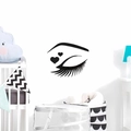 Detailansicht der 3D-Wimpern-Wandaufkleber aus schwarzem Acryl im modernen Kinderzimmer - Schwarz