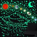 Adesivi murali sistema solare luminosi con pianeti e stelle in verde smeraldo - Verde