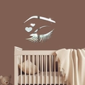 3D Acryl Spiegel Wandsticker mit schlafenden Augen und Herzen für das Kinderzimmer Dekor - Silber