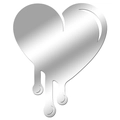 Sticker mural miroir coeur fondant 3D avec effet métallique argenté pour décoration - Argenté