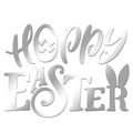 Ασημί ακρυλικό αυτοκόλλητο τοίχου Hoppy Easter με αυτιά κουνελιού και σχέδιο αυγού - Ασημί
