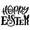 Λεπτομέρεια αυτοκόλλητου τοίχου Hoppy Easter από ακρυλικό καθρέφτη με αυτιά κουνελιού - Μαύρο