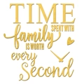 Detail von goldenem Acryl Wandsticker mit Familienspruch und Uhrzeiger Design - Gold