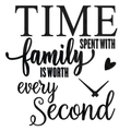 Detail von Acryl Wandtattoo mit Familienspruch und Uhrzeigern für Dekoration - Schwarz