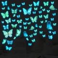 Leuchtende Schmetterling Wandaufkleber für Schlafzimmer mit Glow-in-the-Dark-Effekt - Fluoreszierendes Blau