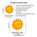 Creatieve gele zon muursticker met Beautiful Life tekst voor decoratie, maat 29x32cm - Glimlachende Zon (PH-QT9088)