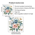 Muursticker met blauwe en roze pioenen en vlinders in het formaat van 60x58cm - Rijke Bloemen Stijl (PH-QT9053)