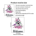 Muursticker vogelhuisje met roze bloemen en tekst welcome, afmeting 27x35cm - Aquarel Floraal Vogelhuisje Welcome Stijl (PH-QT9094)