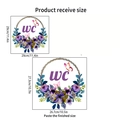 Adesivo murale WC con farfalle e fiori viola e blu per decorazione bagno - Viola scuro