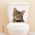3D bruine kat toiletsticker decoratieve waterdichte muursticker voor de badkamer - Model M-E Kat