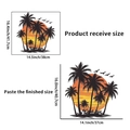 Vinilo decorativo de palmeras tropicales con dimensiones detalladas del producto final - Cocotero
