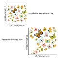 Set de pegatinas de pared de mariposas de colores mostrando tamaño de entrega y uso - Juego de Mariposas de Colores (PH_QTA12)