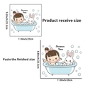 Wandsticker Set mit Mädchen und Hasen inklusive Größenangaben und Layout Abmessungen - Cartoon Badewanne Mädchen Hase Stil (PH_QTA11)