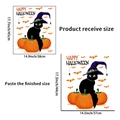 Halloween wall sticker featuring a black wizard cat, pumpkin, and bat with Happy Halloween text - Pumpkin Cat (PH_QTA10)