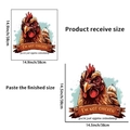 Artistic rooster wall sticker with I'M NOT CHICKEN slogan in 15-inch display size - Rooster Head
