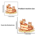 Cute squirrel and cake wall sticker product size guide and finished layout display - Squirrel Eating (PH-QT9220)