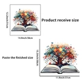 Sticker mural arbre coloré et livre avec dimensions de réception et rendu final - Style Artistique Arbre Dans Le Livre