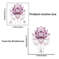 Adesivo murale con loto viola che mostra le dimensioni del foglio e l'effetto applicato - 38x54cm (Effetto Incollato Finito) / Viola (Fiore PH_QTA8)
