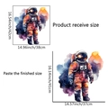 Space astronaut wall sticker in watercolor style with orange spacesuit and nebula design - Astronaut Pattern (PH-QT9221)