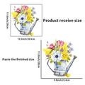 Floral watering can wall decal in watercolor style with receive and finished sizes - Garden Toilet Sticker