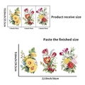 Dreiteiliges Blumen-Wandtattoo-Set mit Vintage-Blumenmustern und Layout-Maßen - Blumen-Serie