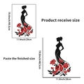 Eleganter Wandaufkleber mit weiblicher Silhouette und roten Blumen für die Raumdeko - Elegante Frauensilhouette (PH_QTA9女人)