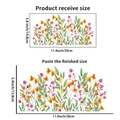 Vinilos decorativos de flores silvestres en acuarela naranja y rosa con hojas verdes - Adhesivo de Racimo de Flores en Flor
