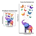 Colorful elephant and butterfly wall stickers in cosmic galaxy patterns and dimensions - Elephant Pattern PH_QTA64