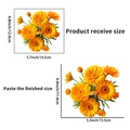 Detail view of yellow floral toilet stickers with precise dimensions for bathroom decor - Small Chrysanthemum Style (PH_QTA32)