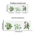 Three-piece tropical green leaf wall decals set with layout and product dimensions - Green Plant Leaf Pattern (PH_QTA75)