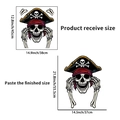 Pirate skull wall decal layout showing 38x45cm receive size and finished display size - Pirate Skull (PH_QTA141)