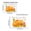 Stickers muraux dinde de Thanksgiving et feuilles d'automne avec dimensions détaillées - Action de Grâce Dinde Rôtie (PH-QT9624)