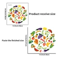 Watercolor fruit and vegetable wall decals set showing sheet size and layout dimensions - Fruits (PH_QTA164)