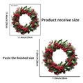 Pegatina de pared navideña con bayas y piñas muestra tamaño de entrega y acabado - Patrón de Corona de Navidad (PH_QTA161) / 29x29cm