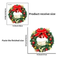 Sticker couronne de Noël avec aiguilles de pin, nœud rouge et cloches avec dimensions - Couronne de Noël (PH_QTA171)