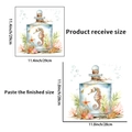 Sticker mural bouteille en verre hippocampe et algues décor aquarelle pour salle de bain - Motif Bouteille en Verre Hippocampe Monde Sous-marin (PH-QT9643)