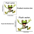 Funny green frog wall sticker with Flush water text for bathroom toilet decoration - Cartoon Frog Style (PH-QT9644)