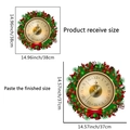 Christmas wreath wall sticker with vintage clock face design measuring 38x38cm - Christmas Clock Wreath (PH-QT9249)