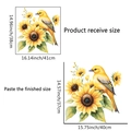Sunflower and yellow bird wall sticker set with detailed product dimensions and layout - Yellow Bird (PH_QTA135)