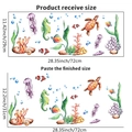 Detailed dimension guide for watercolor ocean animal wall stickers with seagrass and turtles - Ocean Animals (PH_QTA148)