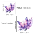 Purple butterfly flower wall sticker showing original 29cm and finished 28cm dimensions - Purple Butterfly Flower (PH-QT9603)