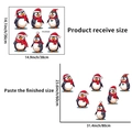 Detailed view of Christmas penguin wall stickers showing product and finished size - Penguin Style (PH-QT9269)