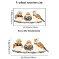 Pegatinas de pájaros acuarela con tamaño de recepción y dimensiones finales - Estilo Diamante Mandarín en Acuarela (PH-QT9601)