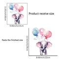 Schattige olifant met ballonnen muursticker, waterdichte wanddecoratie voor badkamer - Olifant Ballon Patroon