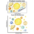 Solar system wall stickers set with size dimensions and watercolor planet cartoon design - Nine Planets Expression Stickers (PH-QT9266)