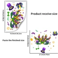 Detail showing Mardi Gras wall sticker sheet dimensions and festive mask layout - Carnival Style B