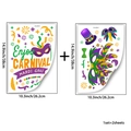 Detailed view of Mardi Gras carnival stickers featuring masks and vibrant festive patterns - Style A And B Combo