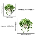Green potted plant wall sticker variant with size details for home wall decoration - Scindapsus Potted Style (PH-QT9321)