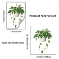Hanging green potted plant wall sticker with cream white pot, 42x29cm DIY home decor - Hanging Broadleaf Plant Style (PH-QT9324)